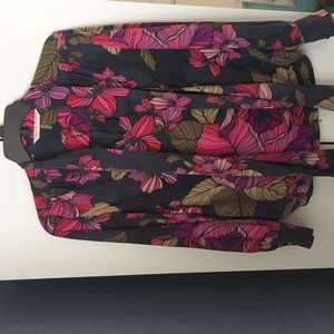 Trina Turk Silk Tie Neck Blouse Size Small